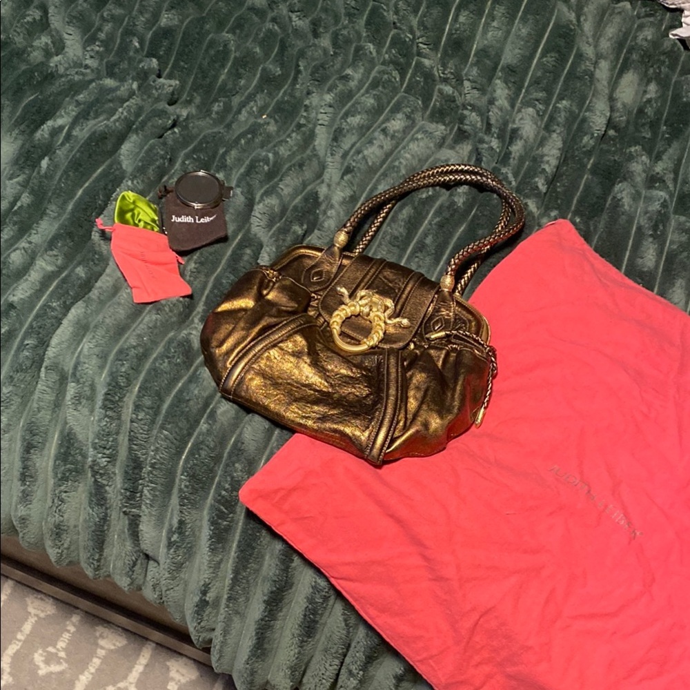 Judith Lieber Copper Metallic Handbag with Pink Dust Bag